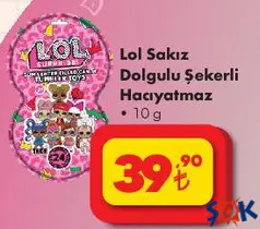 LOL SAKIZ DOLGULU ŞEKERLİ HACIYATMAZ 10 G fiyat ve kampanya bilgisi